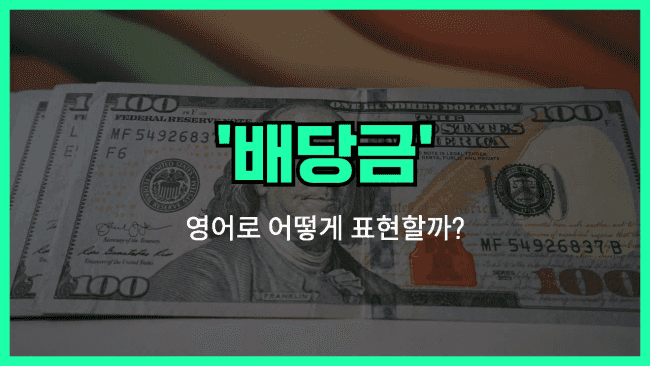 'dividend' 영어표현