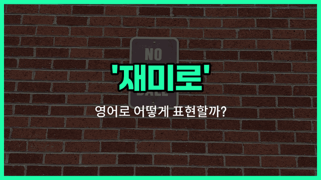 'for fun' 영어표현