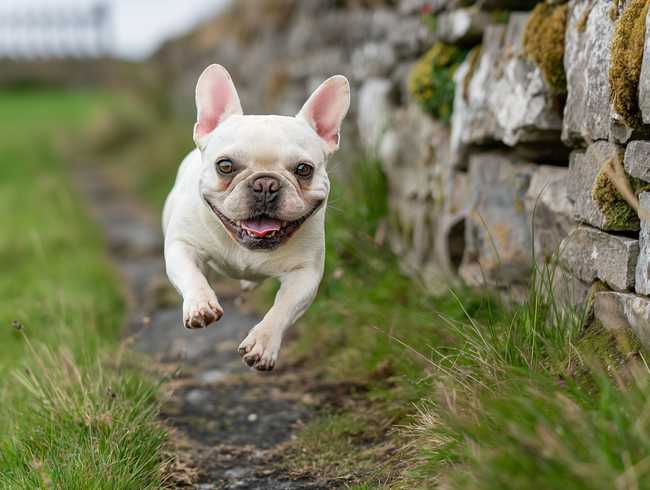 Leaping French Bulldog