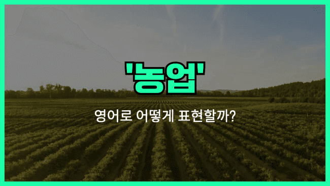 'agriculture' 영어표현