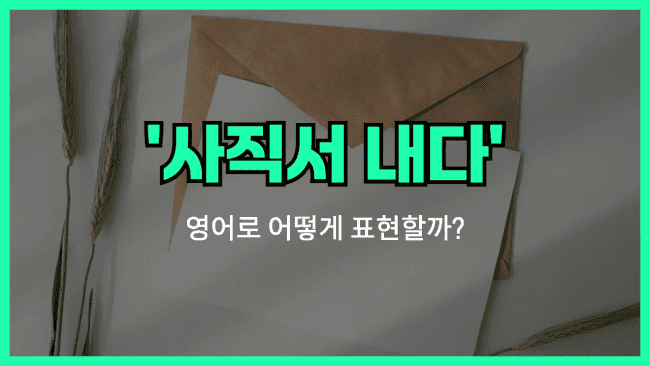 'hand in one's notice' 영어표현