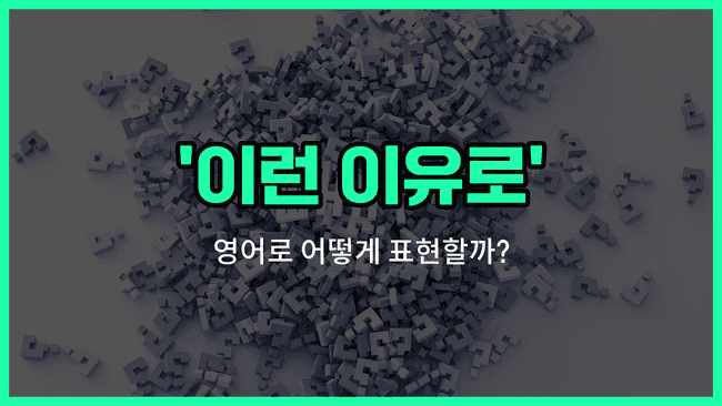 'for this reason' 영어표현